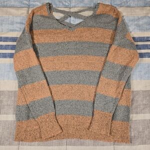Striped Gray and Pink Women's Sweater